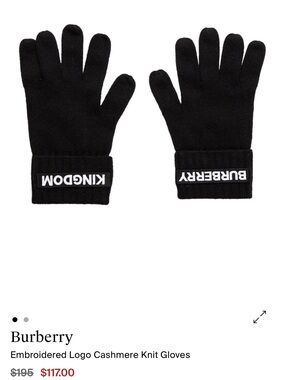 Burberry Black Logo-Cuff Cashmere Knit Gloves